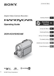 Sony DCR HC 47 E manual. Camera Instructions.